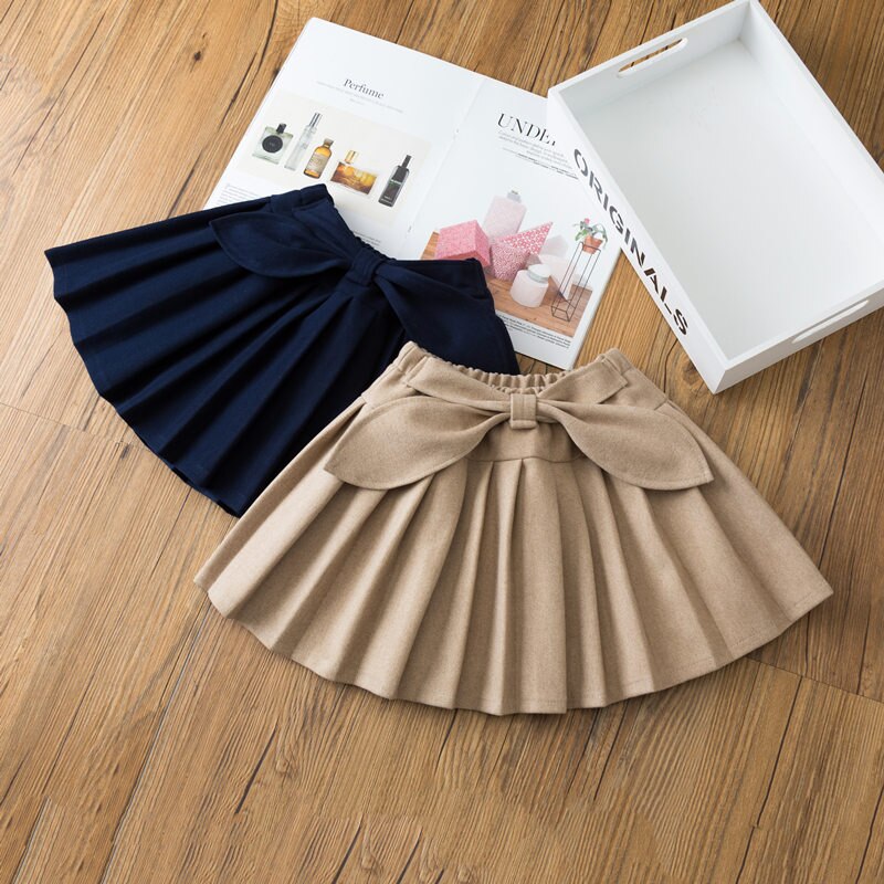 Girls Pleated Skirts School Girls Clothes Children Costume Princess Bow Skirt DT311