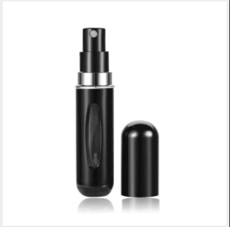 Spot portable 5ml Mini self pump perfume bottle bottled, rechargeable spray bottle, aluminum perfume bottle: black