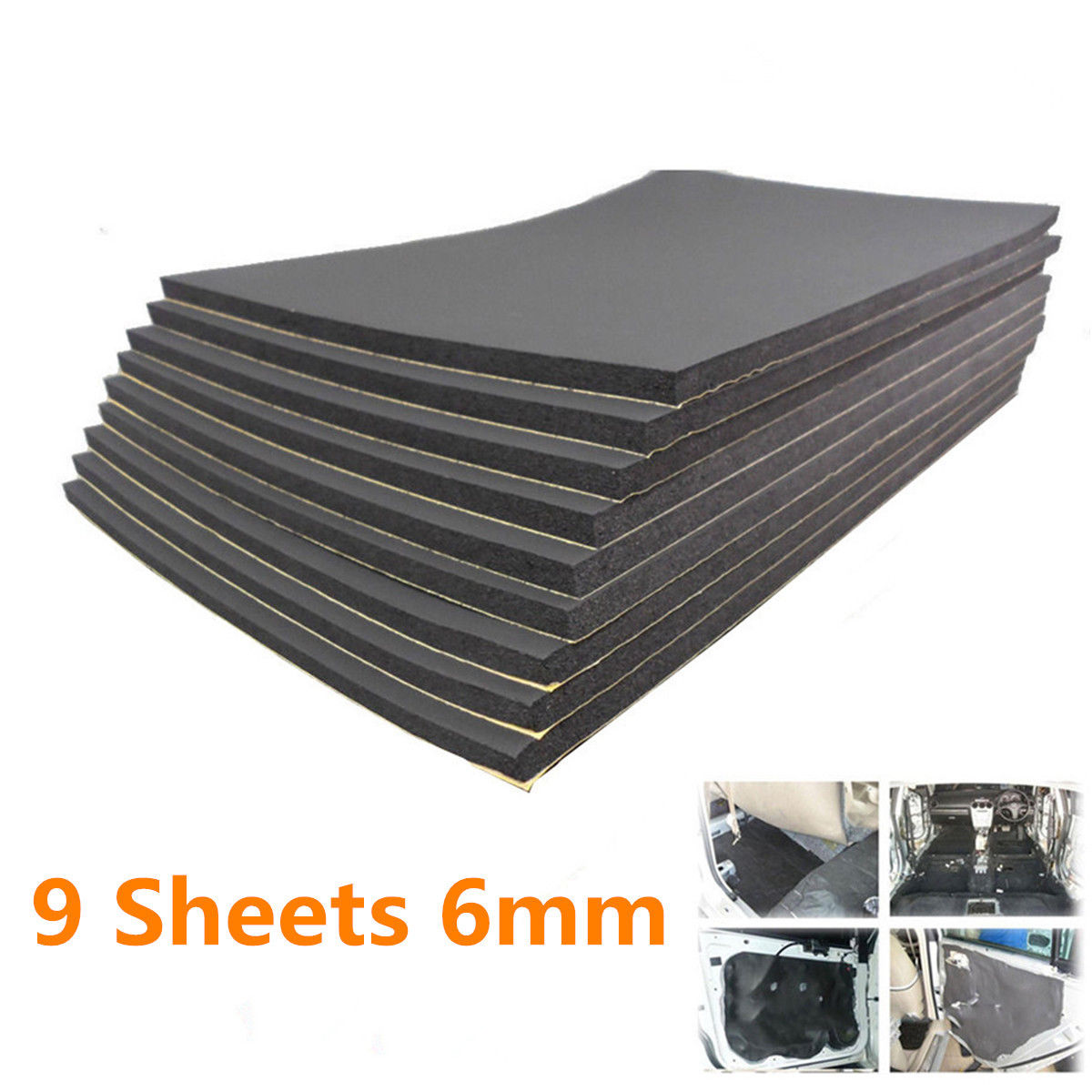 9pcs / lot Vehicle Insulation Closed Cell Foam Sheet 30*50cm*6mm Car Van Sound Proofing Deadening Insulation Car Hood Insulation