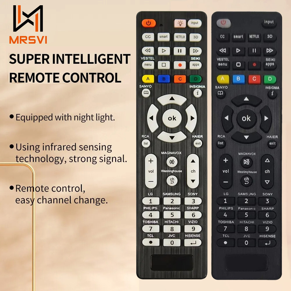 MRSVI 2Pcs Universal Replcement Remote Control RC-G008 With Backlight For Multiple Television Models Universal Infrared TV