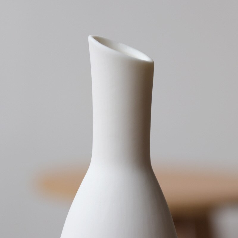 Florero de cerámica blanca para decoración del hogar, contenedor de flores para decoración de sala de estar, centro de mesa de boda moderno, 1 ud., H22cm