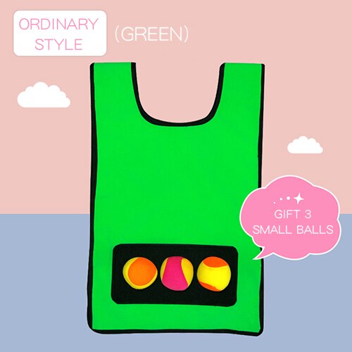 Ruizhi Children Throwing Game Vest Kindergarten Sticky Ball Vest Parent-Child Interaction Outdoor Game Sense Training RZ1003: 3 balls green