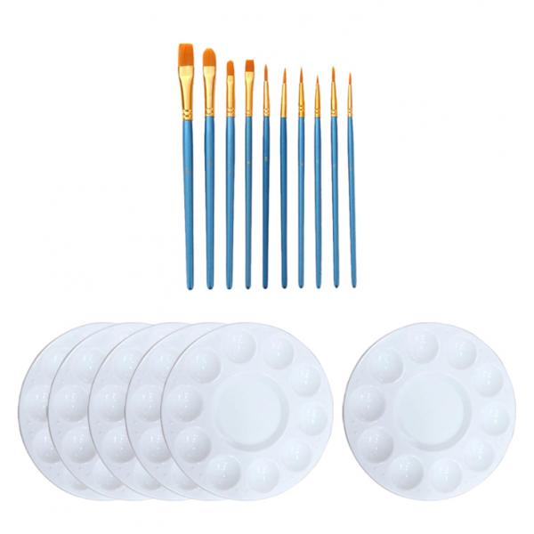 10Pcs Artist Paint Brushes Set Acrylic Oil Watercolour Painting Craft w/ Palette