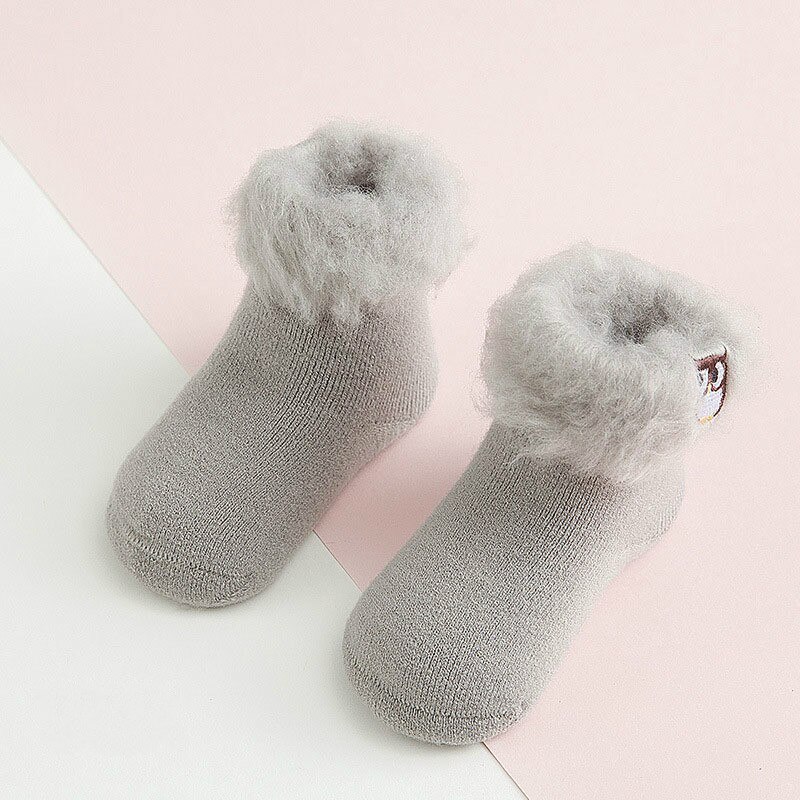 Winter Dikke Warme Badstof Leuke Sokken Cartoon Dieren Sokken Warmer Baby Baby Meisjes Jongens Sok Peuter Warm sok 0-3Y: Grijs / 1-3Y