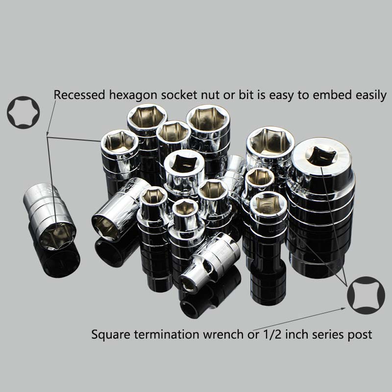 1/2 inch 8-24mm Hex Socket Head Sleeve for Ratchet Wrench Auto Repair Hand Tool