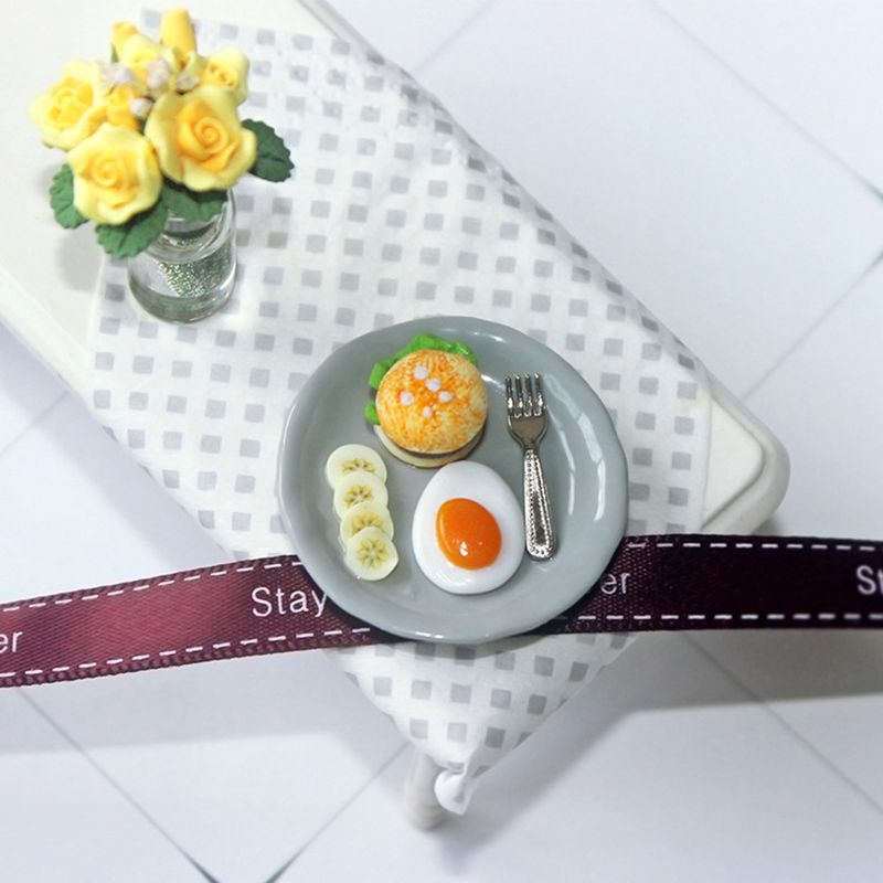 1 Set 1/12 Schaal Miniatuur Fast Food Mini Hamburger Ei Pretend Voedsel Voor Blyth OB11 Bjd Poppenhuis Keuken Spelen speelgoed