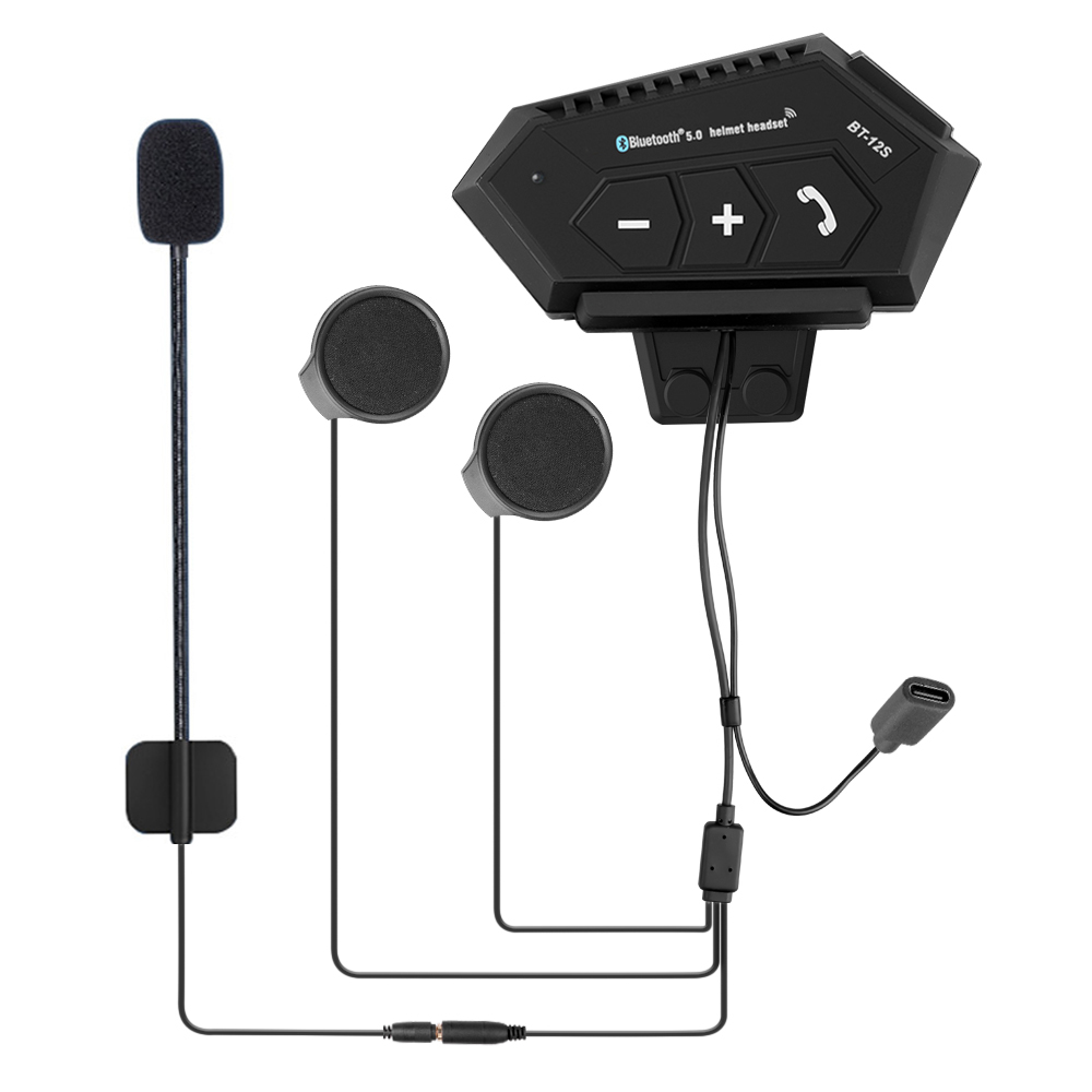 Bluetooth 5.0 motorhelm headset bt -12s waterdichte hoofdtelefoon handsfree bellen stereo draadloze oortelefoon muziekspeler luidspreker