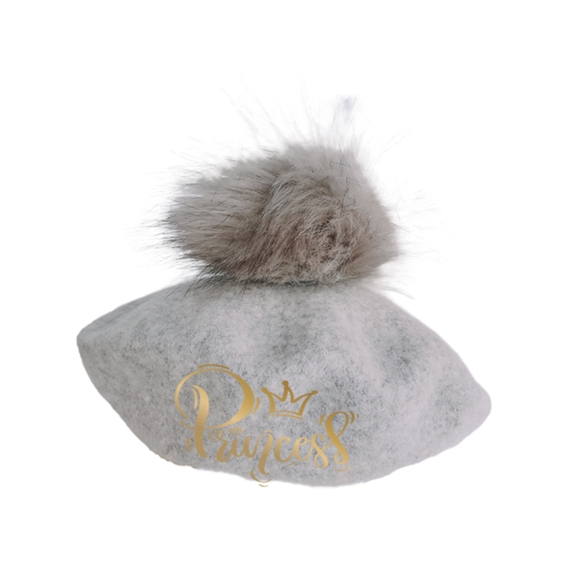 Sombreros de princesa para niña, boinas de lana para otoño e invierno, Boina de pintor francés, gorro cálido, accesorios de fotografía: Gris