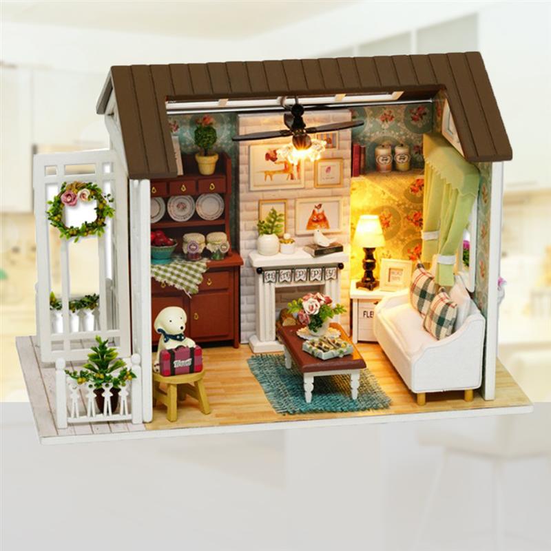 mini house Miniature DIY House Kit Handmade Assembly Model Room With Furniture (Beautiful Time)