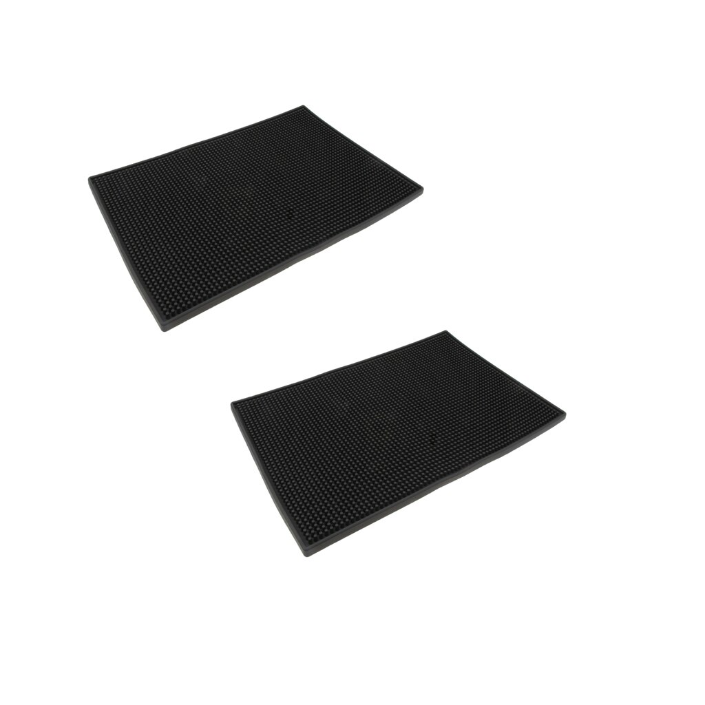 2pcs Black Rubber Beer Bar Runner Spill Mat For Home Pub Cafe Party 30x15cm