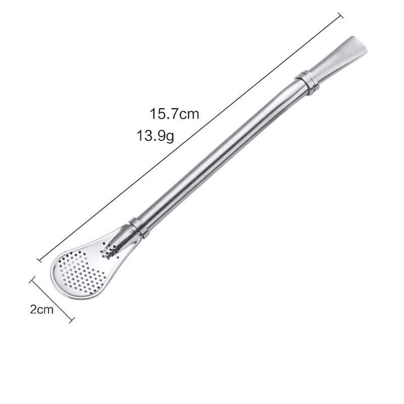 Cuchara de café multifuncional, Pajita para beber, cuchara de paja de acero inoxidable 304, filtro de té, licuadora, taza de leche, taza Zumo de paja, 15,7 CM