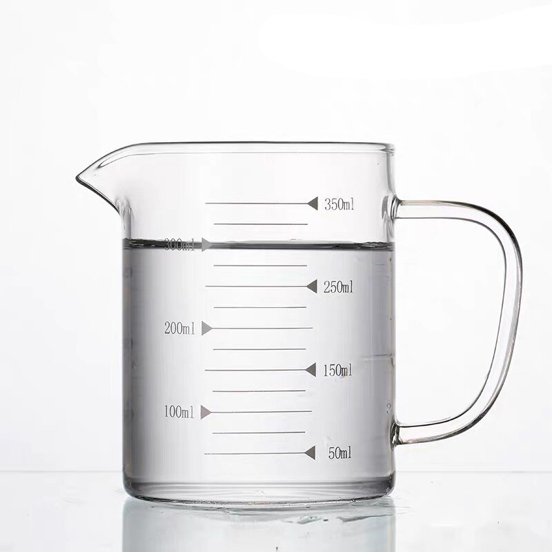 High Borosilicate Glass Measuring Cup Heat Resistant Measuring Glass Jug with Scale Milk Coffee Breakfast Cup Drinkware: 350ml no lid