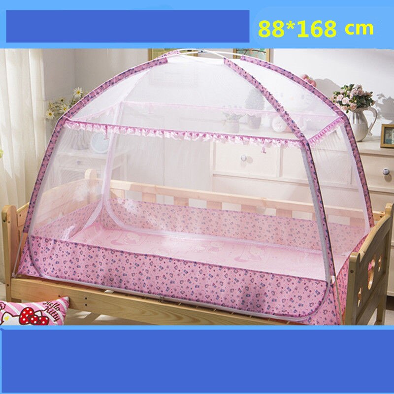 Baby Mosquito Net Portable Infant Crib Tent Folding Mongolian Yurt Mosquito Netting Children Cartoon Canopy Encrypted Mesh: pinkXXBB-88x168cm
