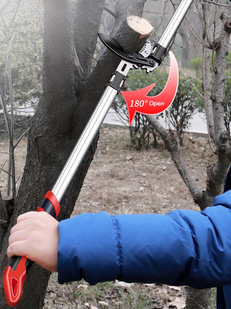AI-ROAD Telescopic Long Pruning Scissor Hedge Anvil Shears Garden Tool Tree Branch Cutter Agriculture Hand Tool Ratchet Pruner