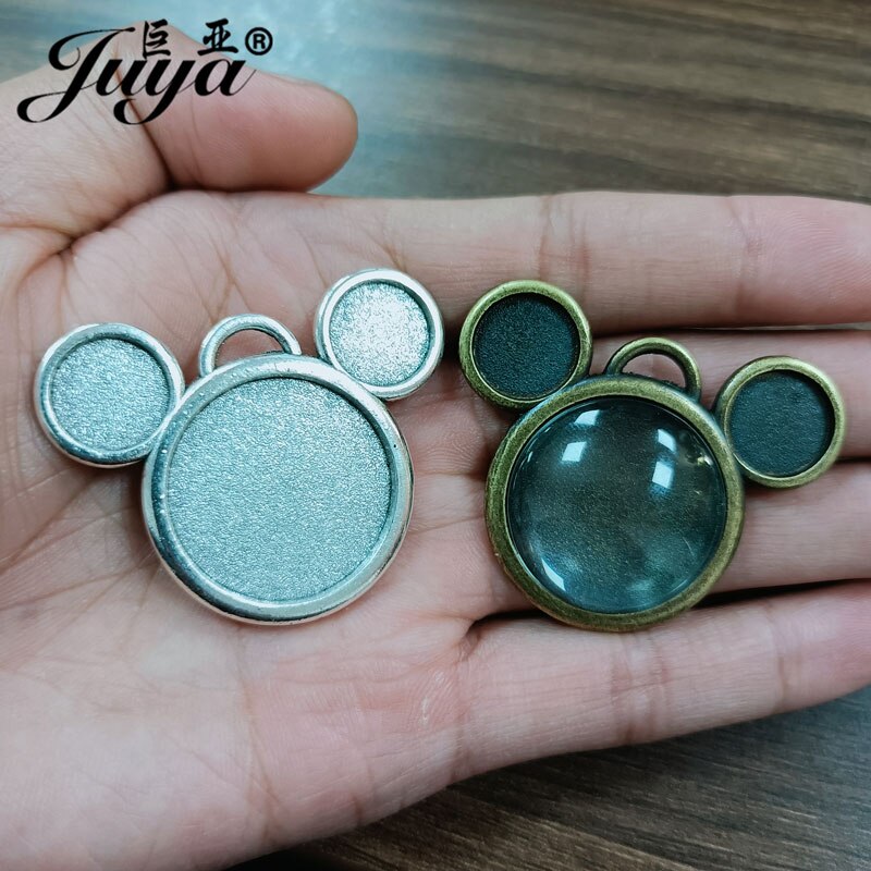 20PCS Lovely Mouse Pendant Cabochon Base 25mm Tray Charms For DIY Necklace Jewelry Making Findings Crafts Supplies Accessories