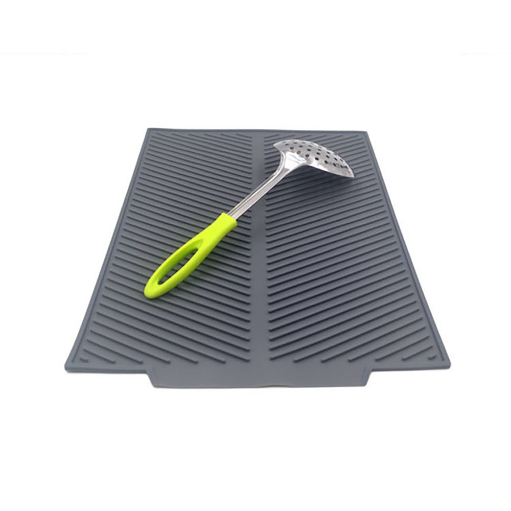 Drain Rack Kitchen Silicone Dish Drainer Tray Large Sink Drying Rack Worktop Organizer Drying Rack For Dishes Tableware: Light Grey