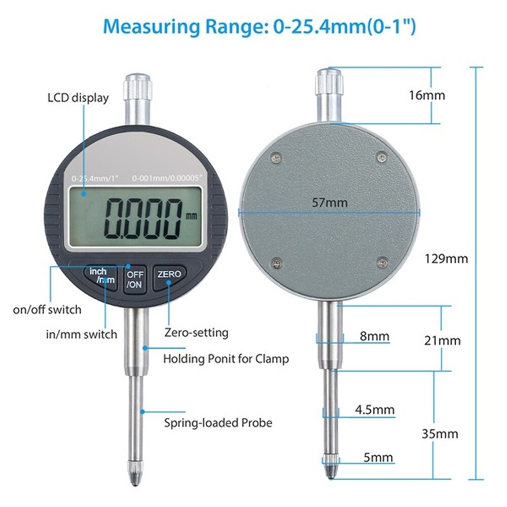 0.001 mm Digital Dial /Micrometer Indicator M2.5 Thread Universal Electronic Test Gauge Table Scale Measure Tools