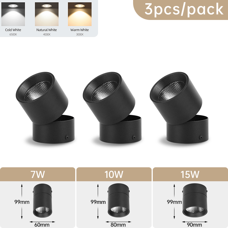 Spot led downlight sammenleggbar taklampe spotlight led-lampe 7w 10w 15w downlight for kjøkken interiør utenpåliggende