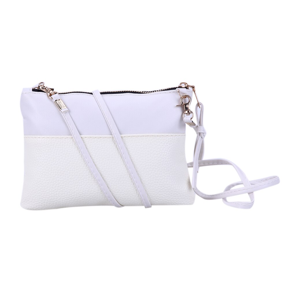 Tasker til kvinder pu læder litchee mønster små skuldertasker kvindelige kvinder rejser afslappet messenger tasker crossbody tasker: Hvid