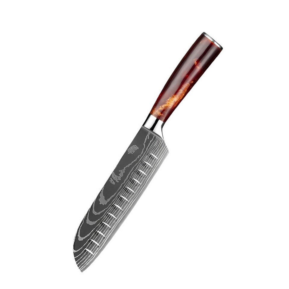 Kitchen Knives Set Chef Knives High Carbon Damask Stainless Steel Forged Meat Cleaver Knife Cooking Set: 7inch Janpan Knife