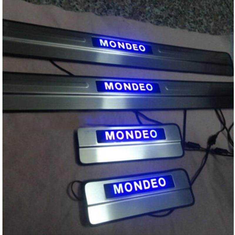 Accesorios para el coche de acero inoxidable LED puerta lateral rascador placa alféizar ajuste para Ford MONDEO MK4 4 unids/set