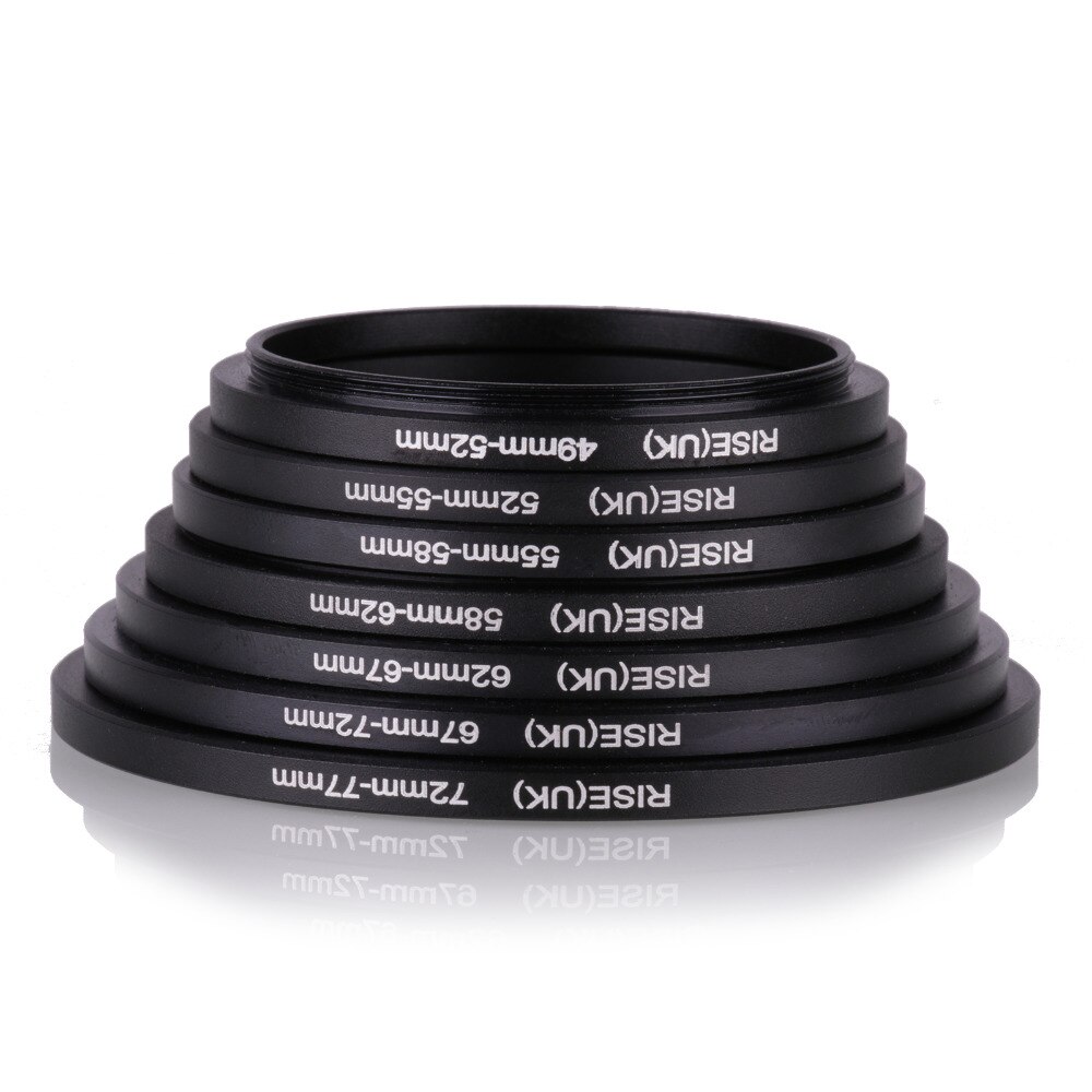 Ensemble d&#39;anneaux de filtre d&#39;adaptateur d&#39;objectif universel en aluminium, 7 pièces, 49-52-55-58-62-67-72-77mm 49mm-77mm