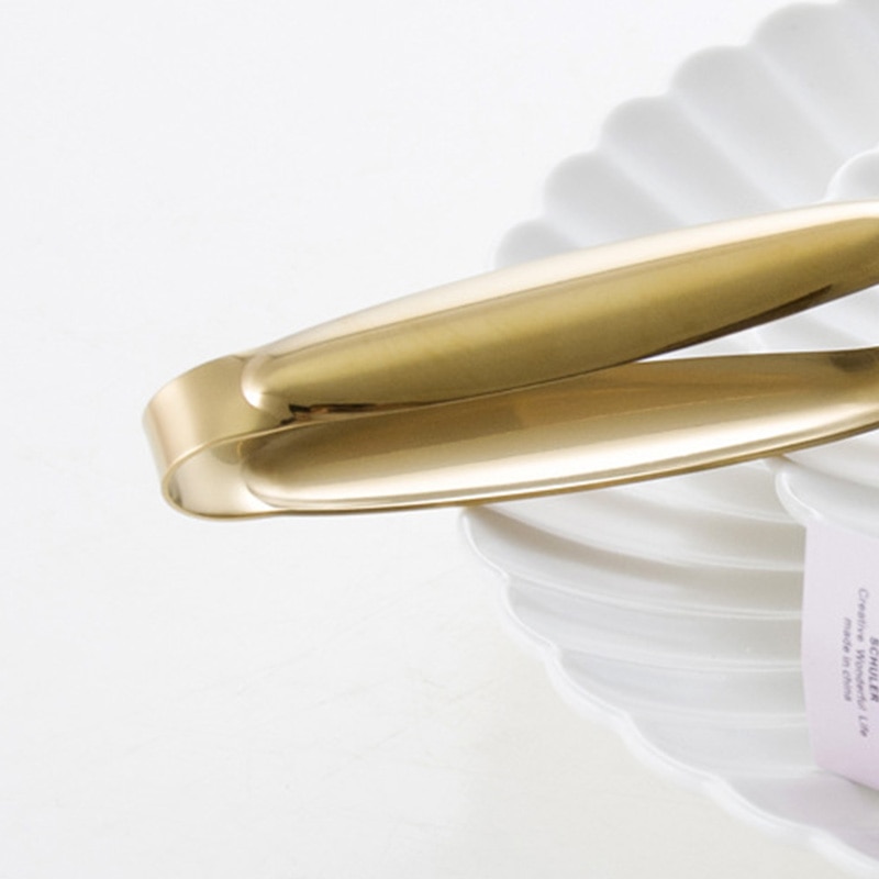 Mattång i rostfritt stål guld köksredskap buffé matlagningsverktyg bbq clips bröd biff tång