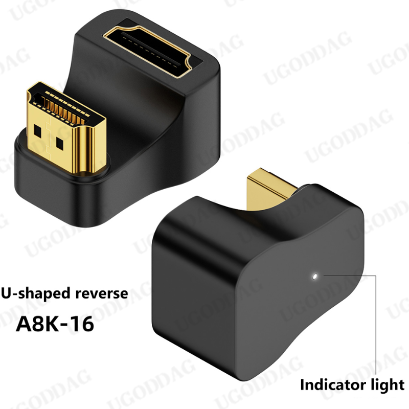 Hdmi-Compatibele Adapter Splitter Mannelijk Naar Vrouwelijk Naar Hdmi-Compatibele Mannelijke Converter Adapter 180 Graden Converter Extender 8K/60Hz: Black