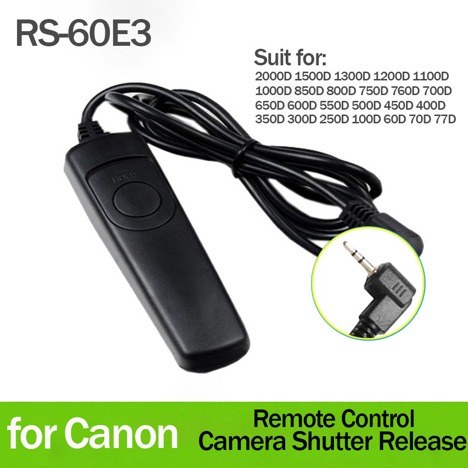 Câble de déclenchement de télécommande RS-60E3, pour Canon E0S 2000D 1500D 1300D 1200D 1100D 1000D 850D 800D 750D 760D 700D 650D SLR