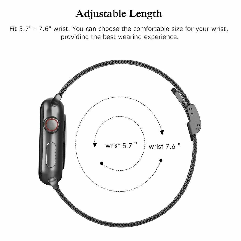 Dunne Vouwsluiting Milanese Bands Voor Apple Horloge Serie 6 5 4 3 2 Se Rvs Horlogebanden Voor Iwatch 38 40 42 44Mm Strap