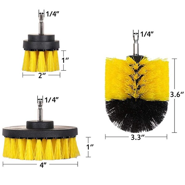 3-delige Boor Reinigingsborstel Set - Power Scrubber Tegel & Grout Cleaner 2 / 3.5 / 4 Inch | Boorborstels Voor Badkamer