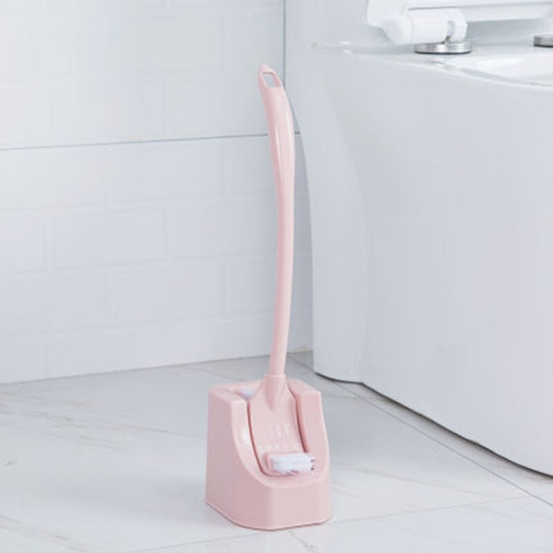 Toiletskål børste sæt silikone toiletbørste toilet rengøring børste sæt opgraderet moderne med bløde børstehår badeværelse: Lyserød
