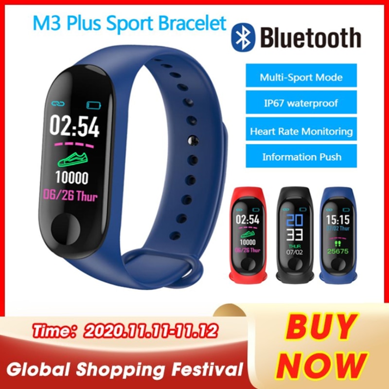 M3 Plus Sport Band Heart Rate Blood Pressure Bluetooth Smart Watch Bracelet Wristband For Android IOS Fitness Tracker Smart Band