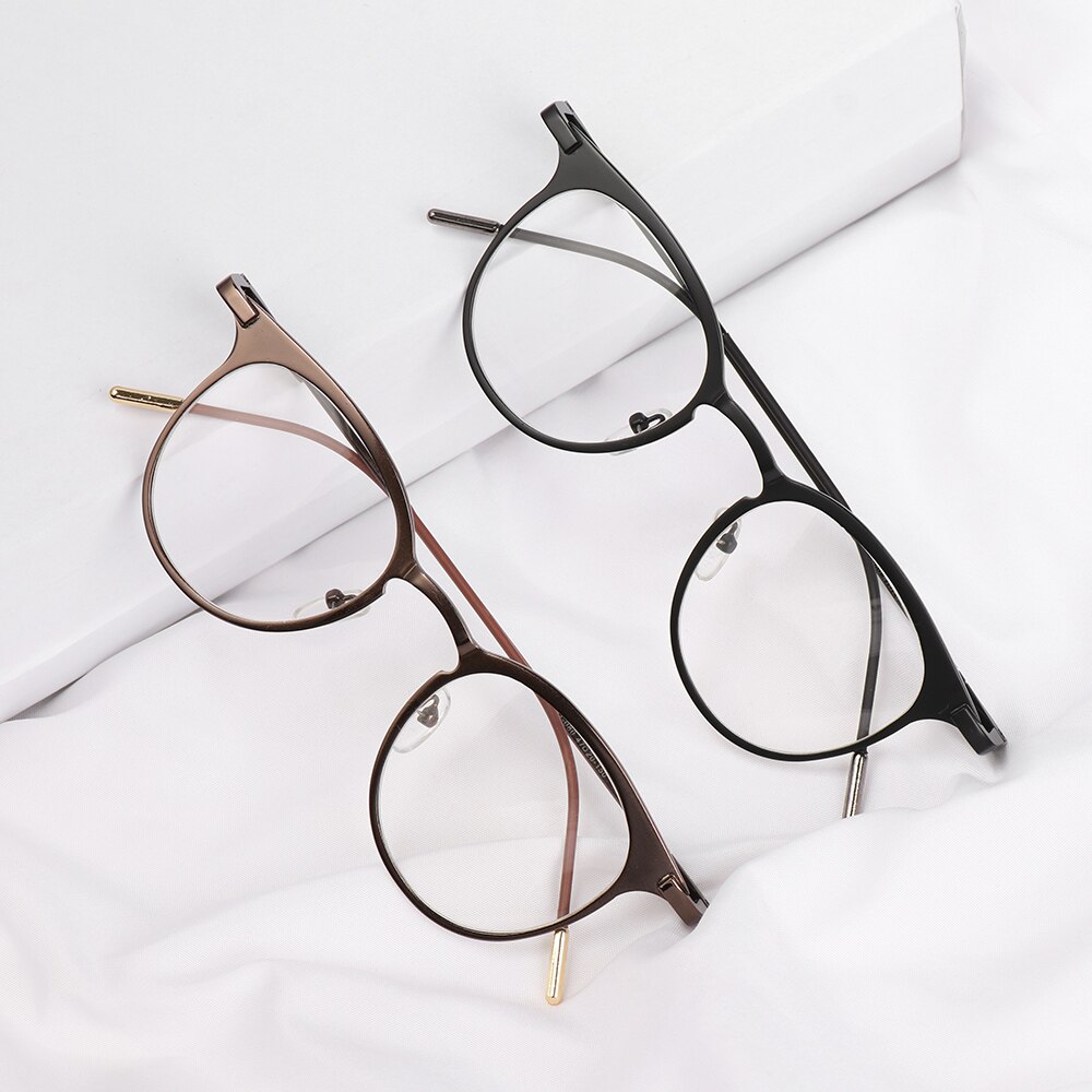Ultra let stel metal briller kvinder mænd vintage rund stel computer beskyttelse briller ultra lette briller