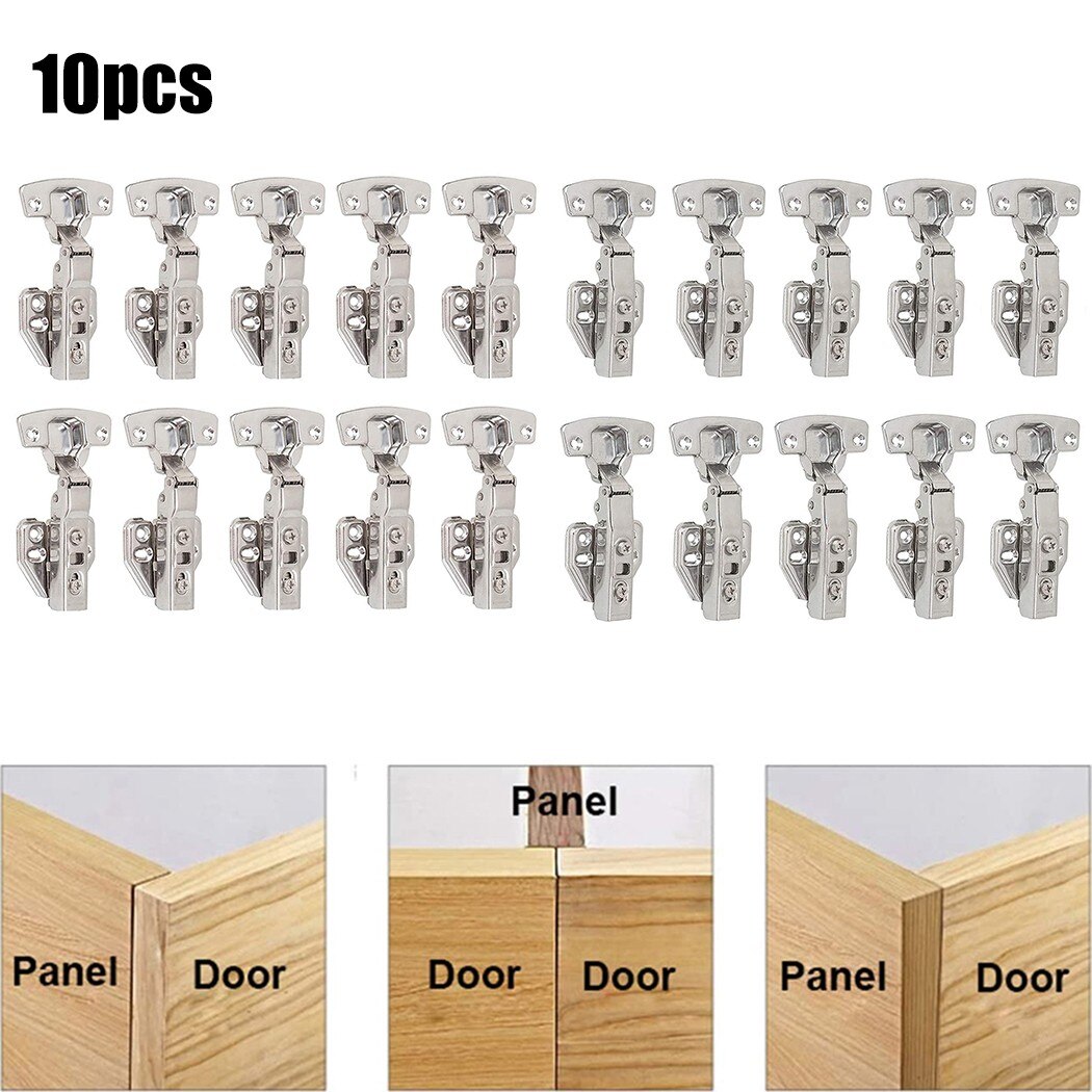Charnières hydrauliques en acier inoxydable, 10 pièces, amortisseur, fermeture douce, charnière de porte, armoire de cuisine, garde-robe, quincaillerie de meubles