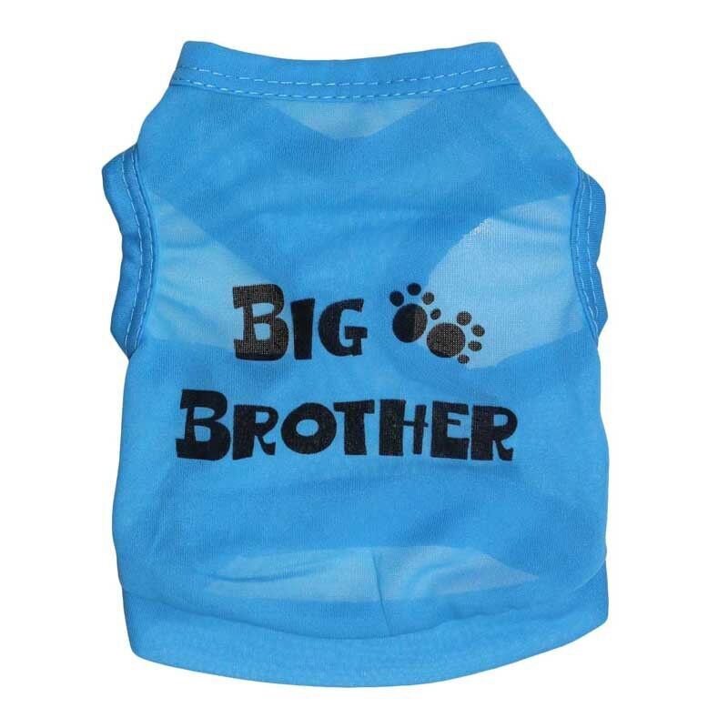 Lente Zomer T-shirt Hond Kleding Voor Samll Honden Huisdier Grote Broer Patroon Vest Hoodie Voor Kleine Honden Katten: Blauw / XS