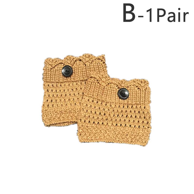 Calentadores de piernas de Invierno para mujer, botas de punto de ganchillo, puños, botas cortas elásticas, calcetines negros, botas cálidas informales de , 2 piezas: YELLOW