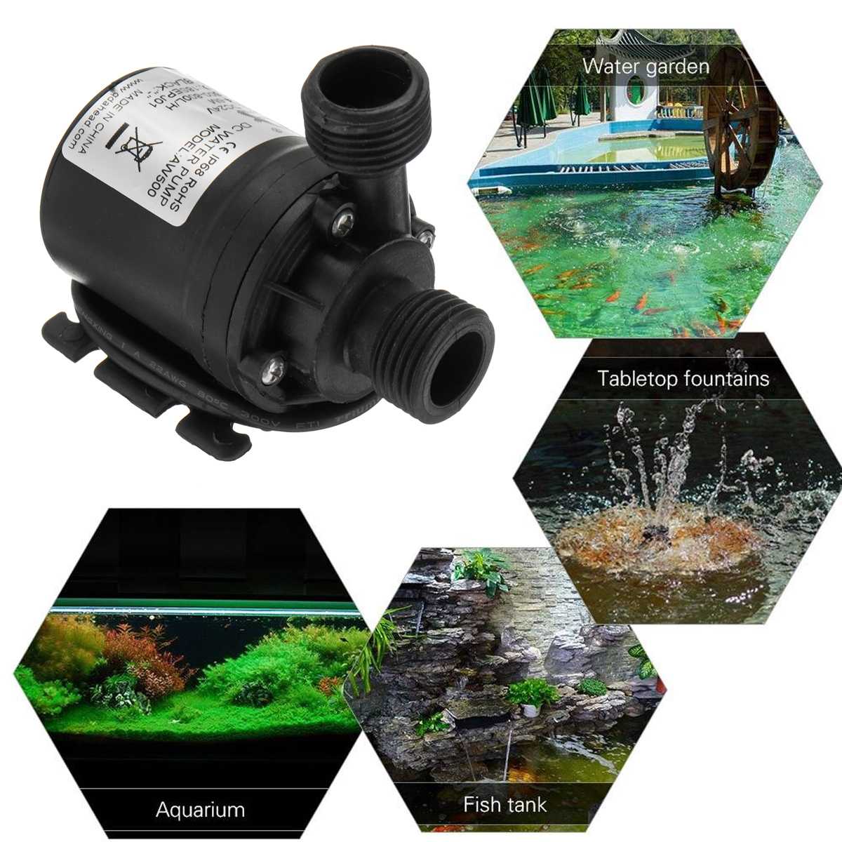 19W/24W 800L/H 5m DC 12V 24V Brushless Solar Motor Water Pump Mini Submersible Circulation Water Pumps Water