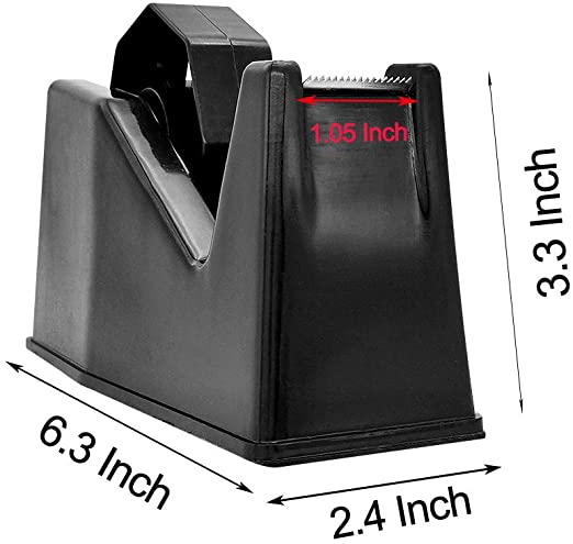 Desktop Tape Dispenser 1-inch 3-inch Core Tape Dispenser with Non-slip Base for Supermarket Office Home School Black: Default Title
