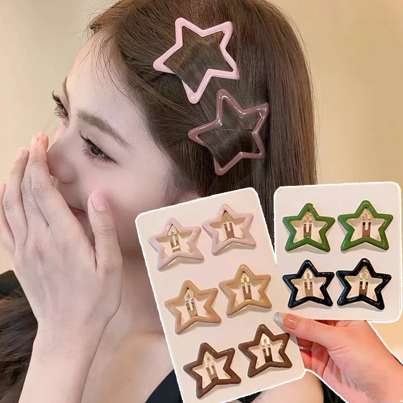 Große Stern-Haarspangen für Frauen, Mädchen, freundlicher, Y2K, süßes süßes Mädchen, bunte fünfeckige Haarnadel, BB-Clip, Kopfbedeckung, Zubehör, ,