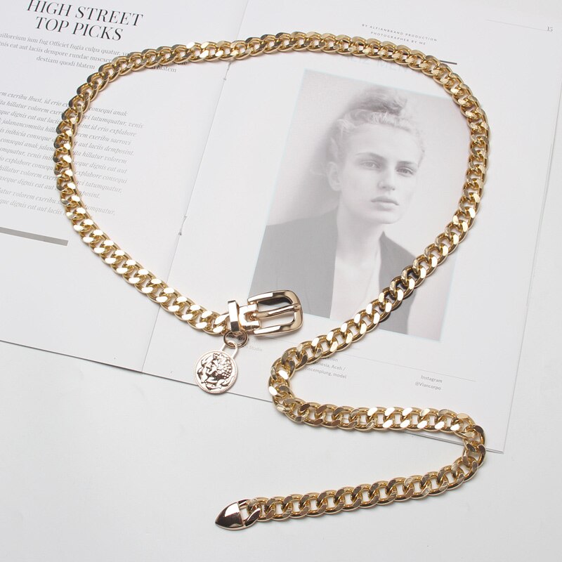 Taille kette gürtel Gold silber metall gürtel für frauen kleid halskette riem cinturon mujer schmuck gotisch koreanische stil bund: Gold Kette Gürtel