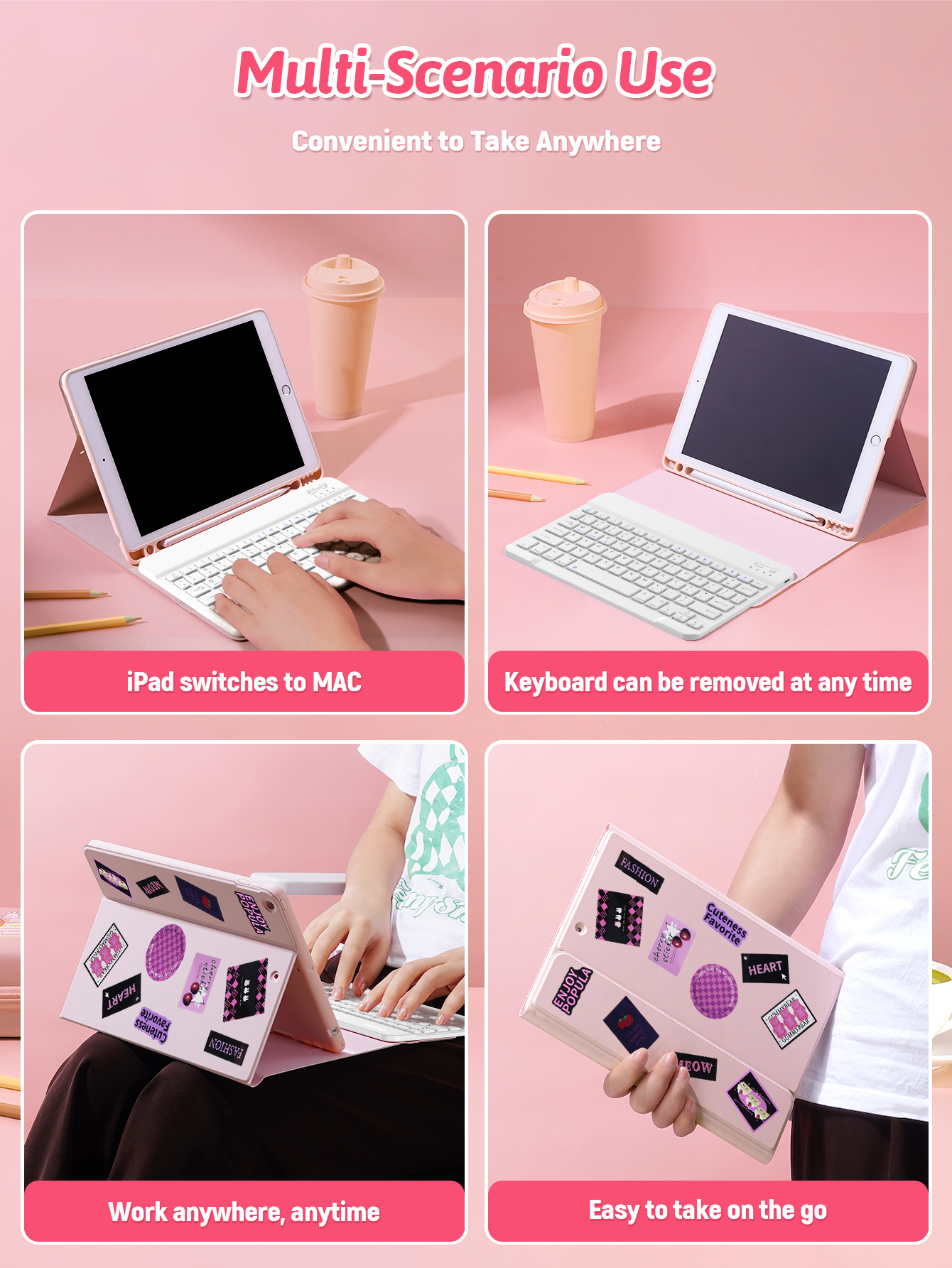 Keyboard Case for iPad 10.2" 9th 8th 7th Generation, with Detachable Keyboard and Pencil Holder, for iPad Air4/5 10.9in Cover