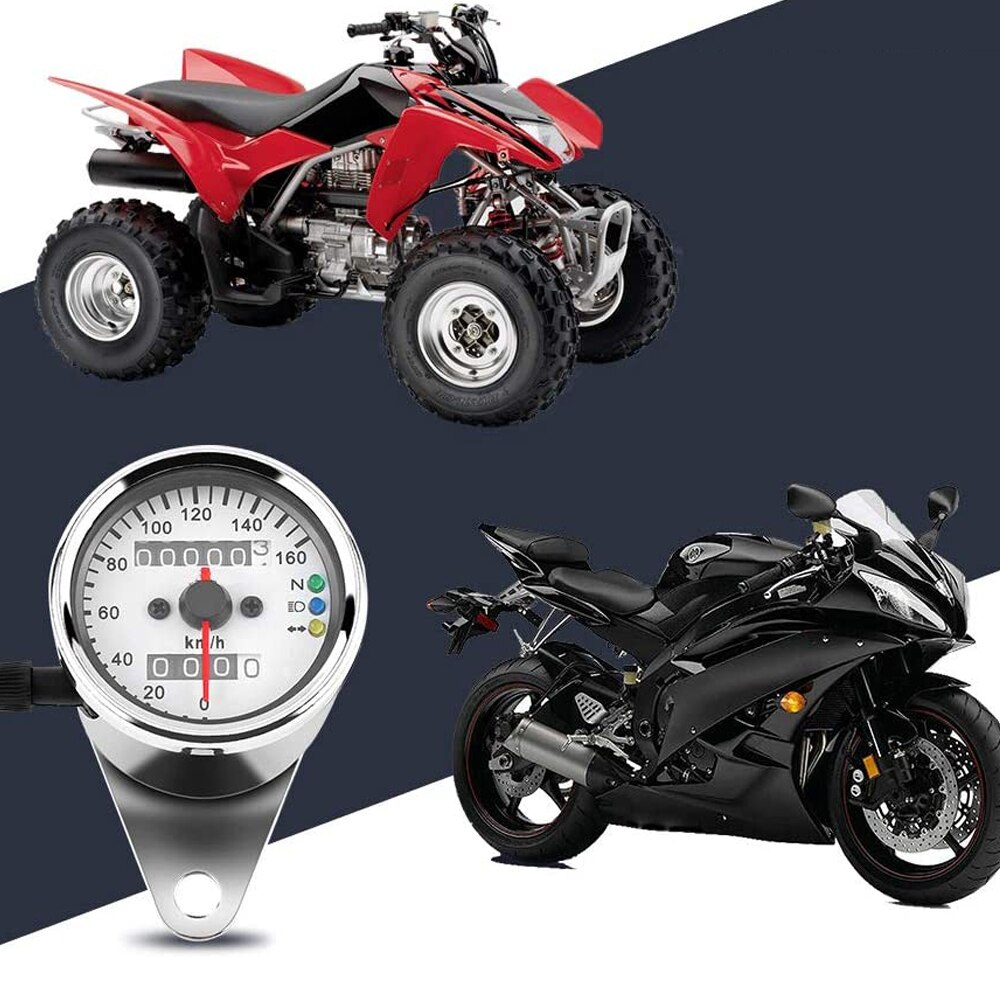 Universal Motorcycle Cafe Racer Speedometer Odometer Gauge 0-160 km/h Instrument with LED Indicator