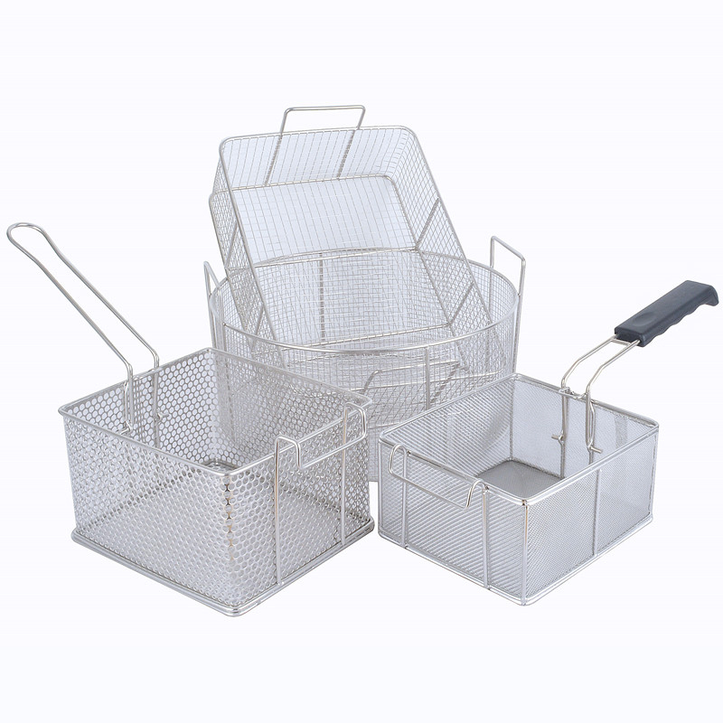 Stainless steel frying basket net French fries basket frying frame square oil control filter frying basket dense frying screen