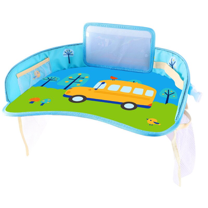 Placa de asiento de coche multifuncional para bebé, mesa de pintura para comer, impermeable, carrito para niños, accesorios de mesa de dibujos animados: Table Plate  School Bus