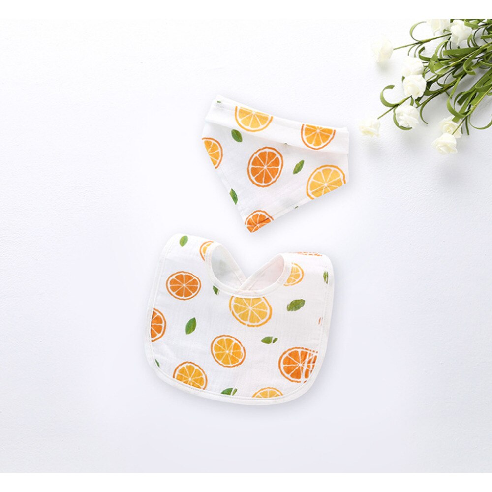 2 Pcs/Set Kids Cotton Feeding Meal Colla Burp Cloths For Boy&Girl Apron Infant Printing Bibs Baby Soft Bib Saliva Dripping Bibs