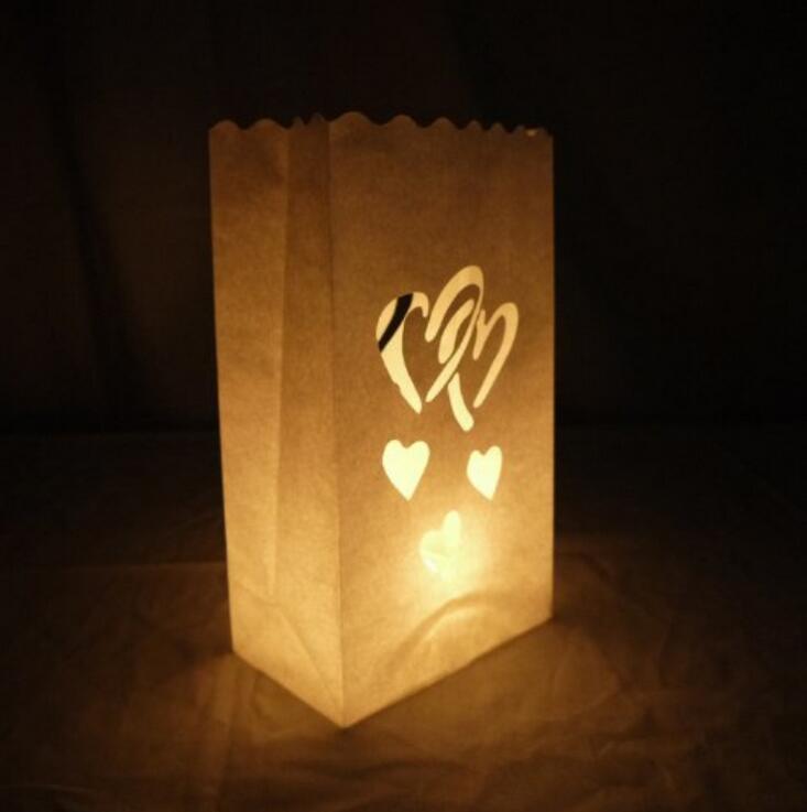 10 Pcs Wedding Hart Waxinelichthouder Luminaria Papieren Lantaarn Kaars Zak Thuis Romantische Bruiloft Decoratie Benodigdheden