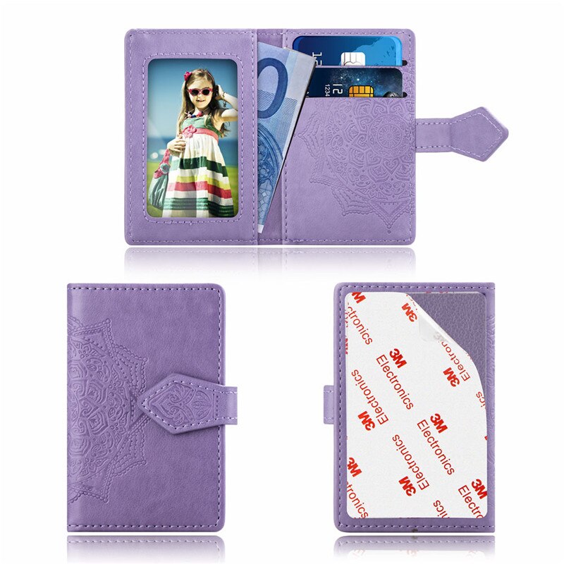 praktisch Zurück Karten Halfter Brieftasche Kredit Ich würde Karte Tasche 3M Klebstoff Aufkleber Für iPhone Samsung Xiaomi Huawei Telefon beutel: Violett