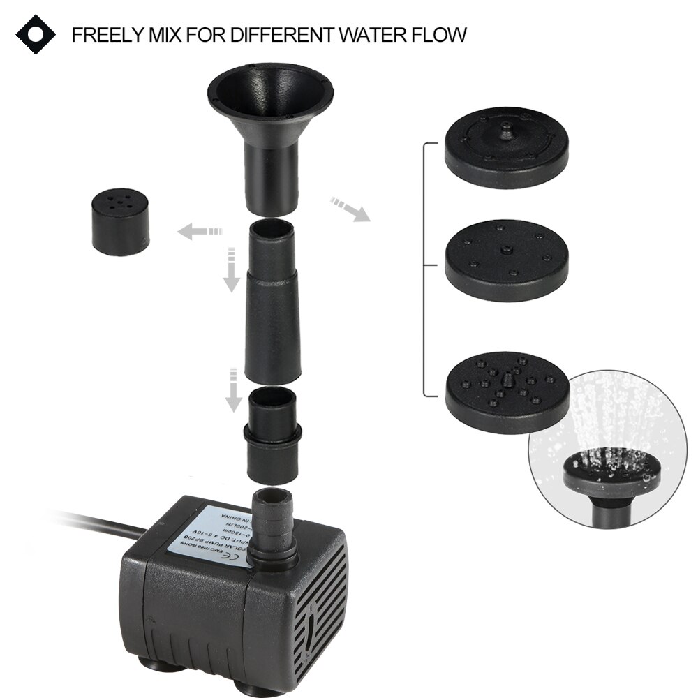 Monocrystalline Silicon Mini Solar Water Pump Power Panel Kit Fountain Pool Garden Pond Submersible Watering