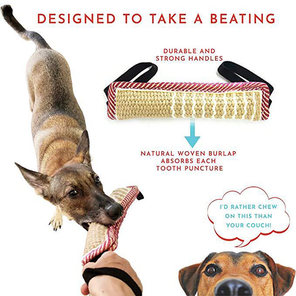 Coarse bite stick for bite bite and molar dog bite stick with 2 rope handles durable dog training chewing belt toy